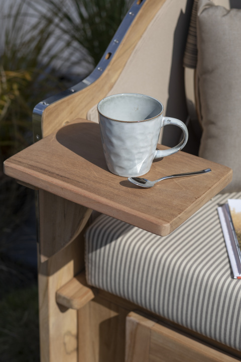 Strandkorb Rantum Teak PE grey Dessin 580 Beige